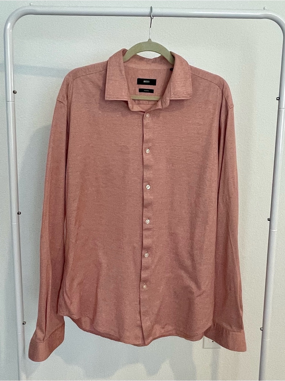 BOSS Men's SlimFit 2XL Long-Sleeve Button-Up Shirt Rust Red